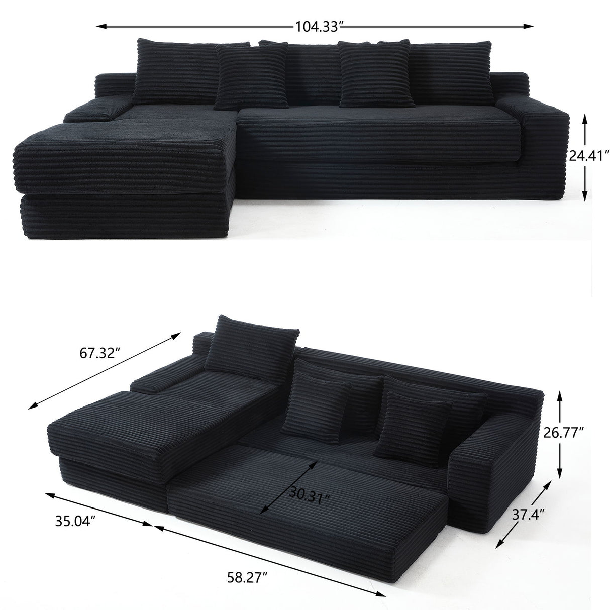 Modern L - Shaped Sectional Couch With Memory Foam