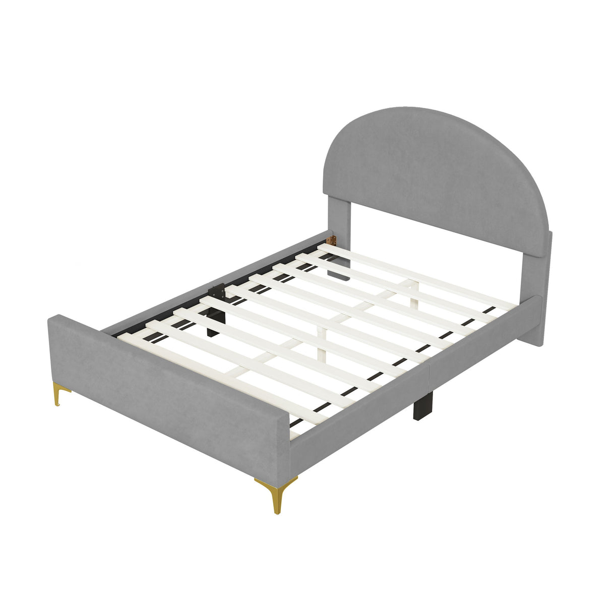 Upholstered Platform Bed With Classic Semi-Circle Shaped Headboard