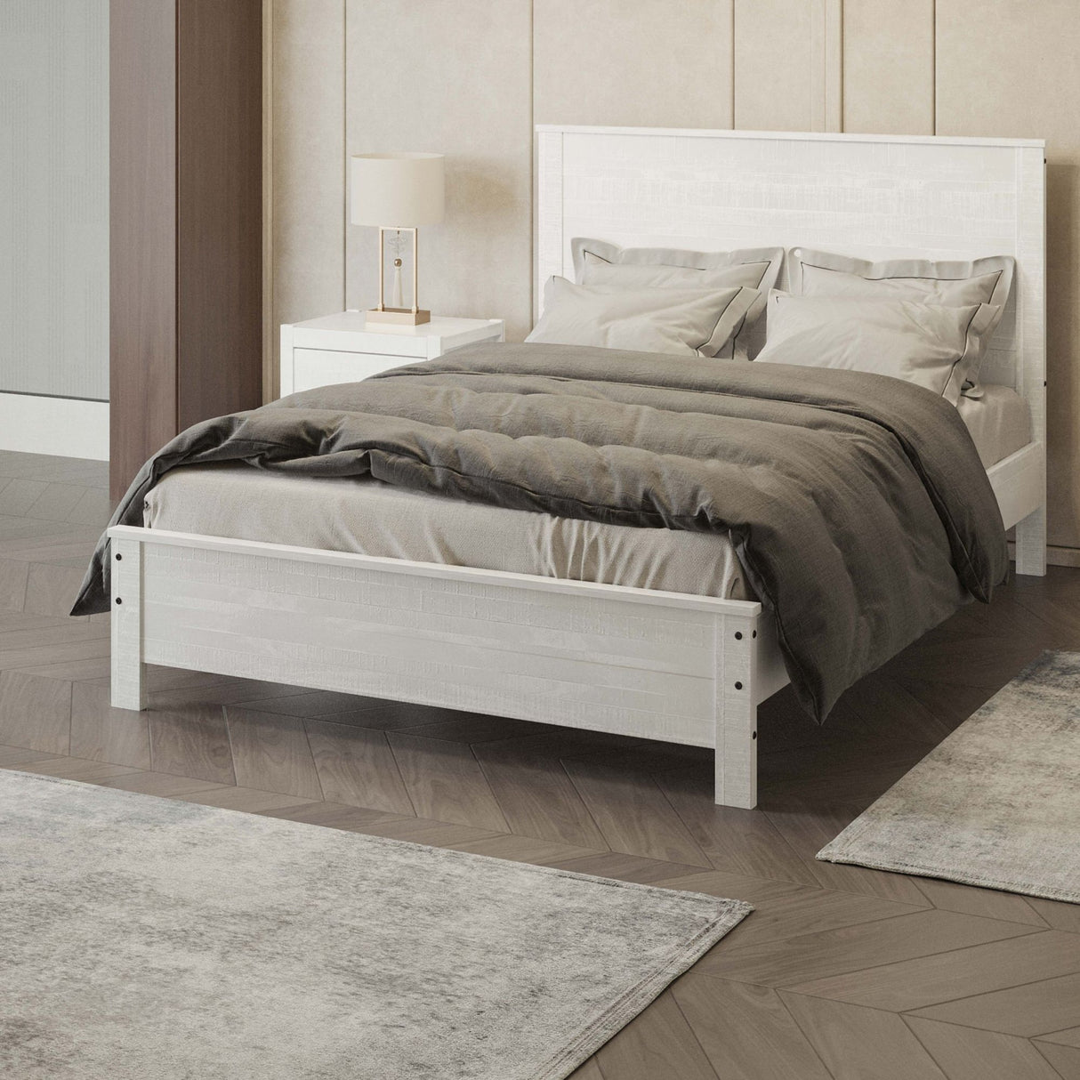 Albany - Bed Frame With Headboard, Heavy Duty Modern Rustic Design