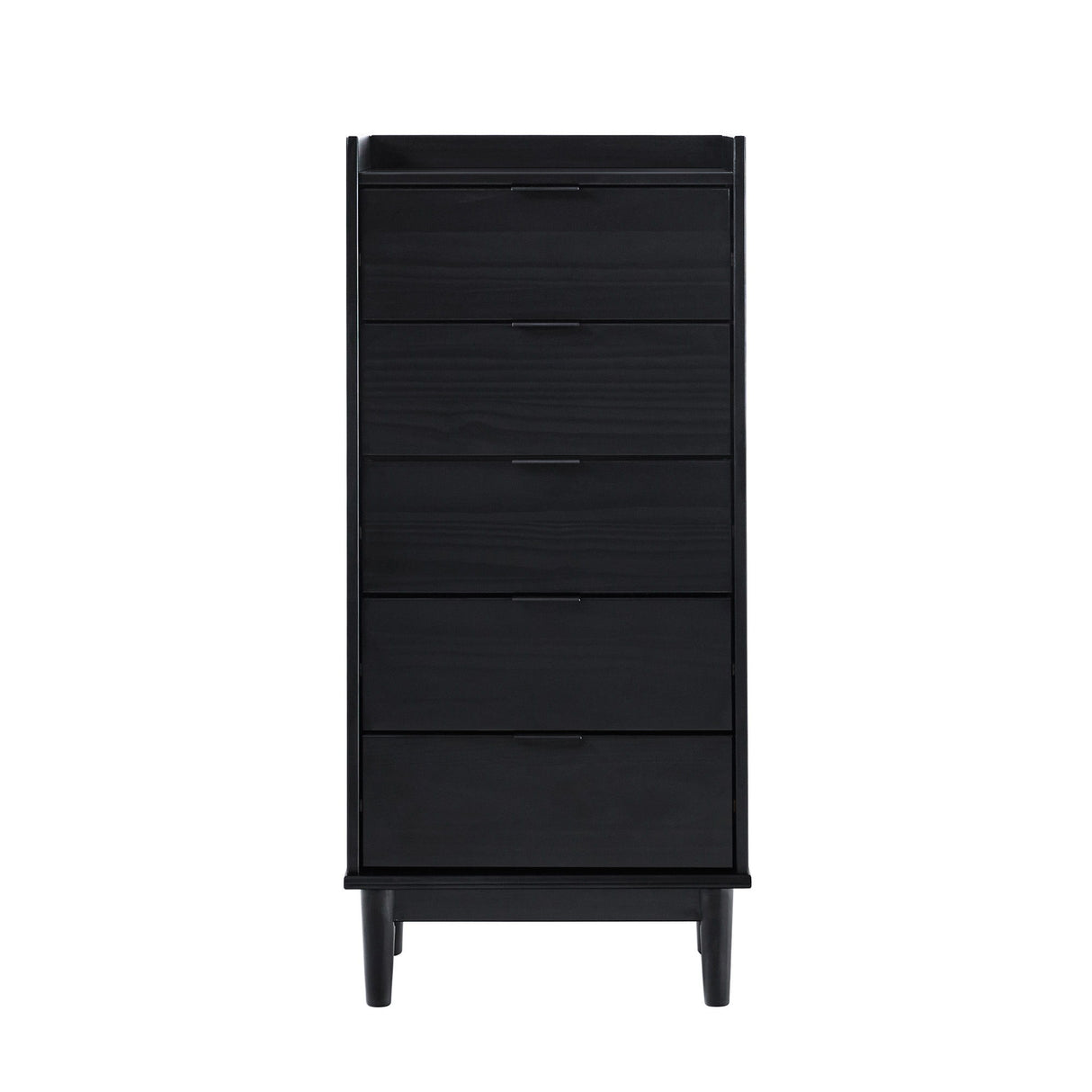 Modern Minimalist 5 Drawer Gallery Top Dresser - Black