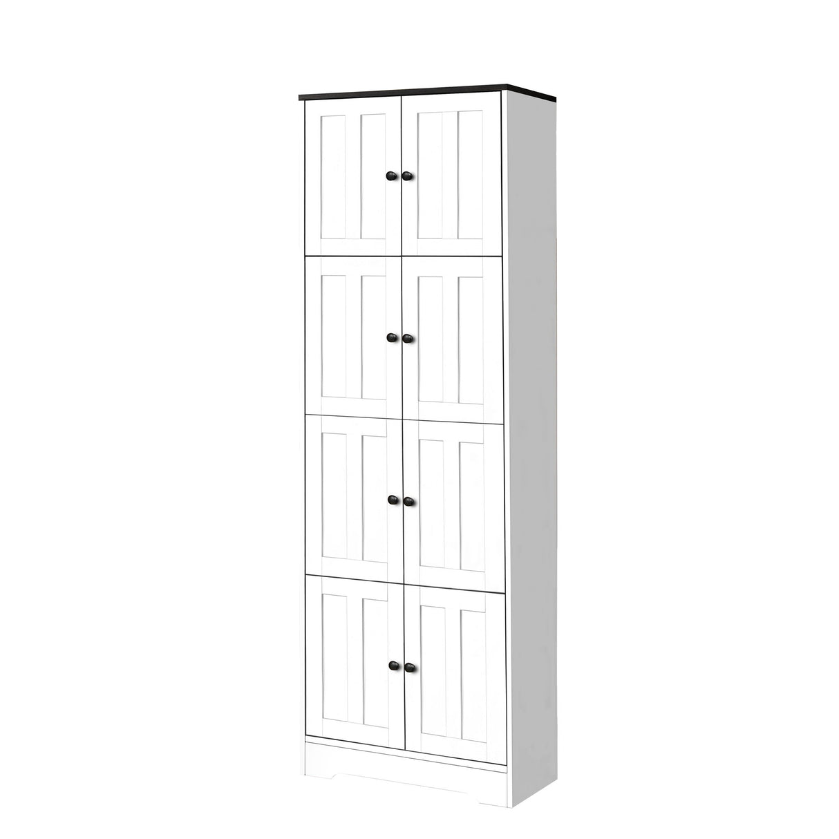 Tall Storage Cabinet With 8 Doors And 4 Shelves, Wall Storage Cabinet For Living Room, Kitchen, Office, Bedroom, Bathroom