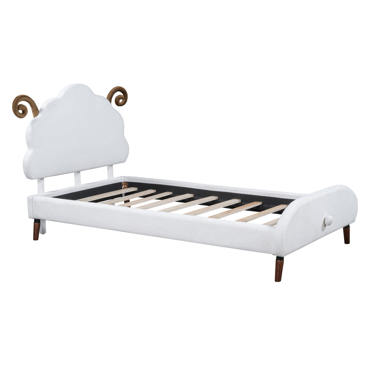 Upholstered Platform Bed With Sheep Shaped Headboard