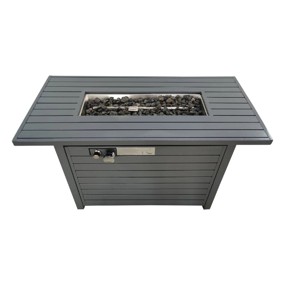 Sleek Outdoor Gas Fire Pit Table With Durable Construction And Lid - Gray
