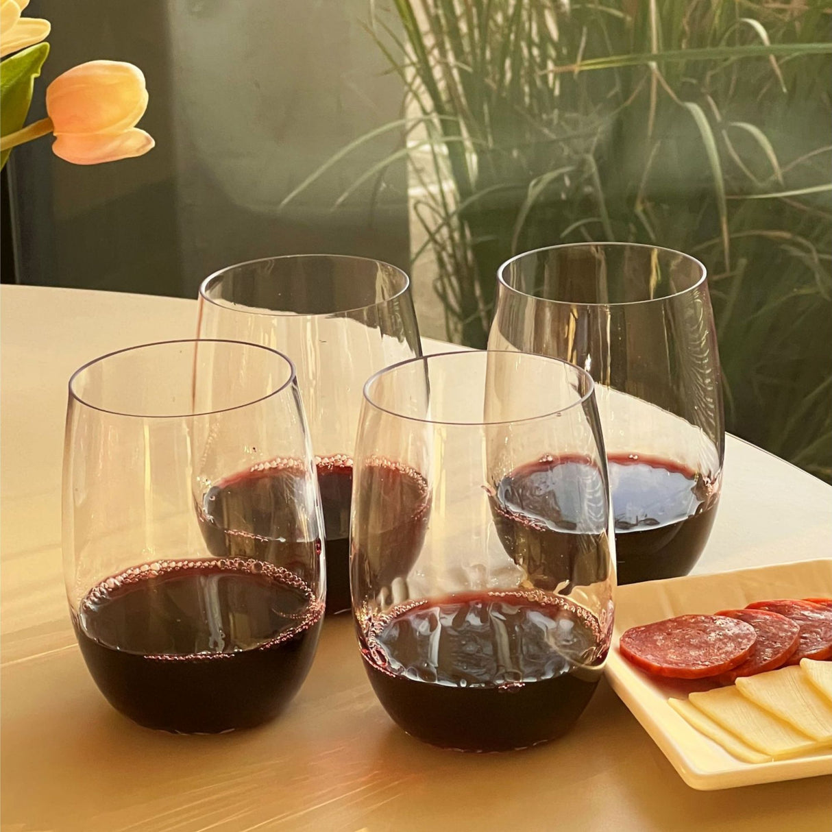 Tritan Hammer - Leadingware Plastic Wine Glasses (Set of 4), Unbreakable 15Oz - Clear