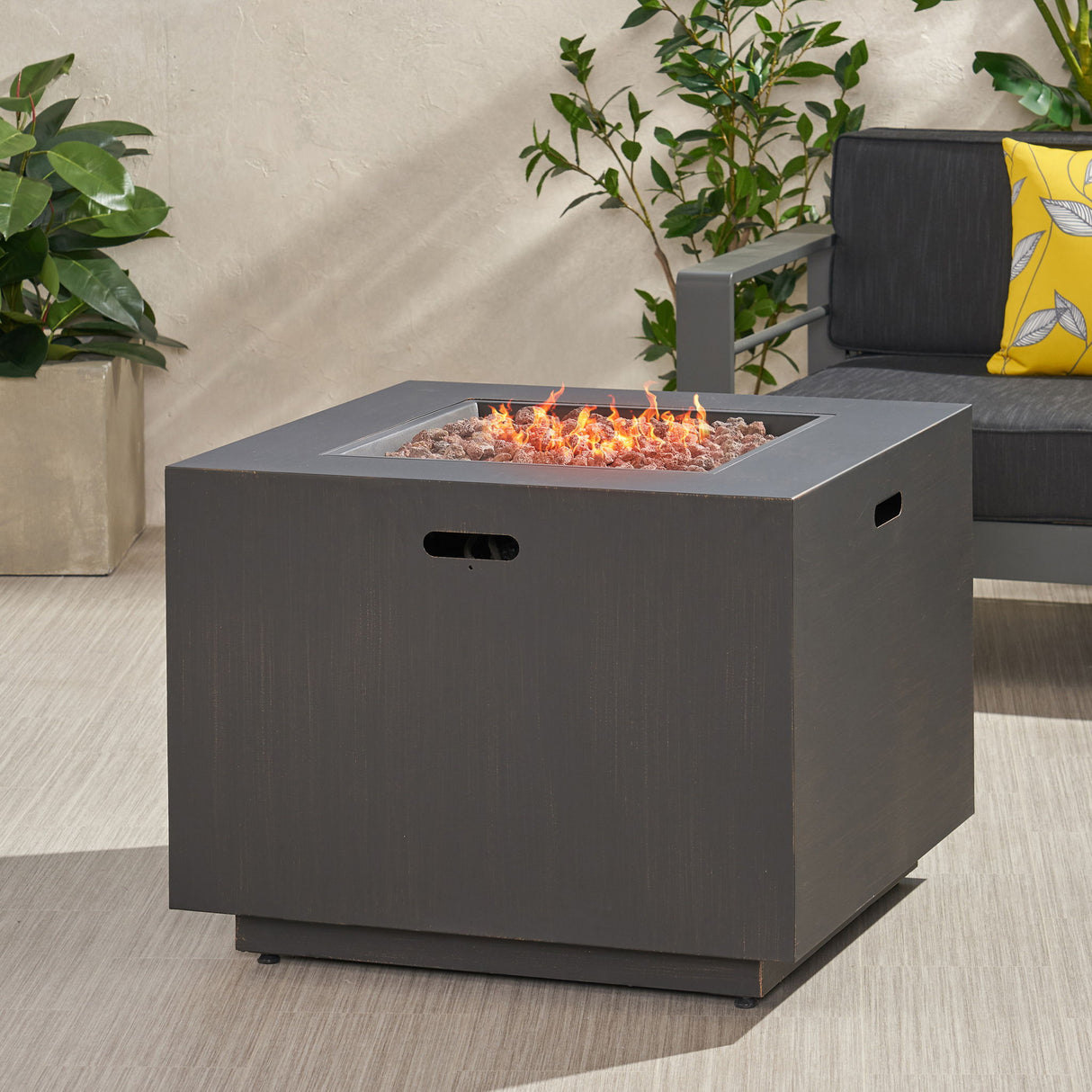 Outdoor Patio Gas Burning Fire Pit Table 50,000 Btu, Square