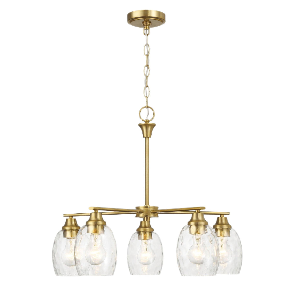 Elegance 5 Lights Linear Arms With Chain Chandelier - Clear / Gold