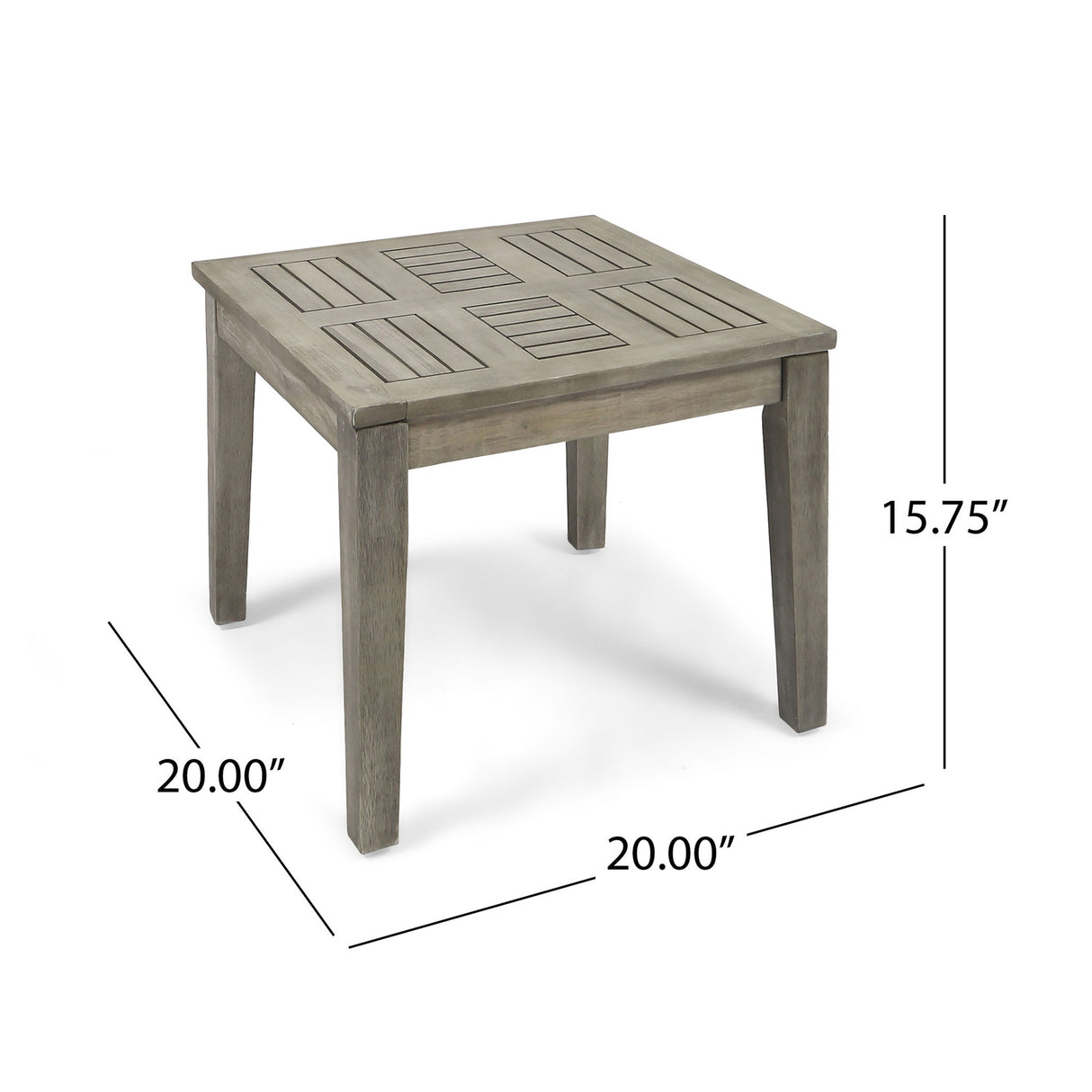 Dexterity - Outdoor Square Side Table With Wood Frame - Gray