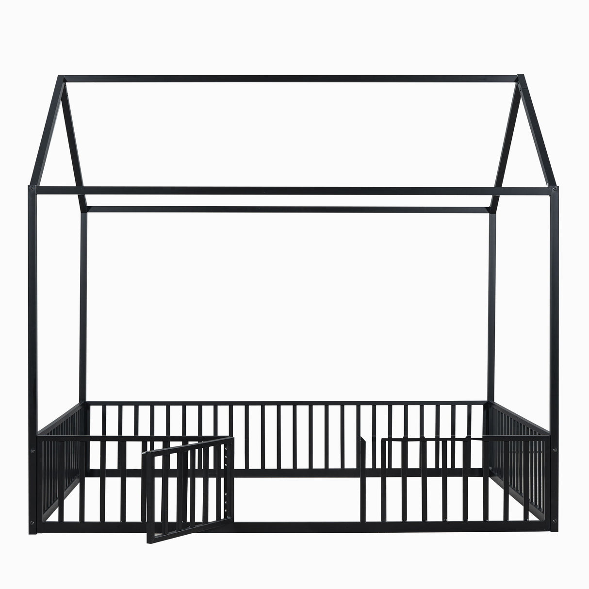 Metal House Bed With Fence And Door