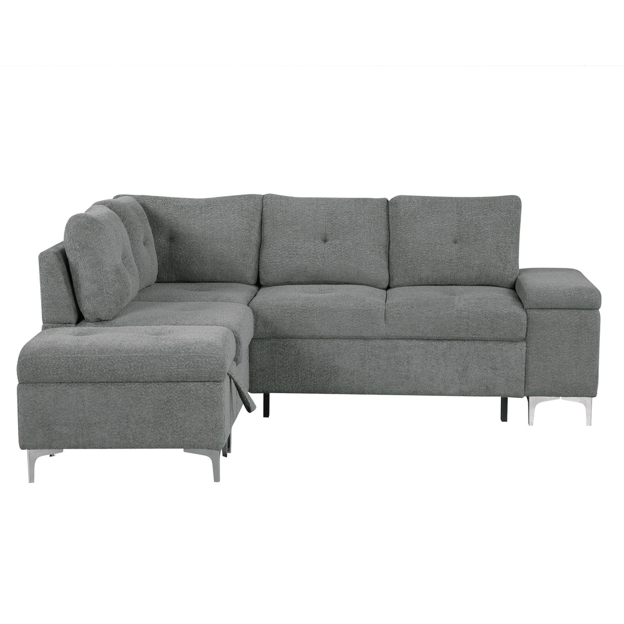 Versatile L Shaped Sofa Bed With Storage, Cup Holders, USB Ports Chenille