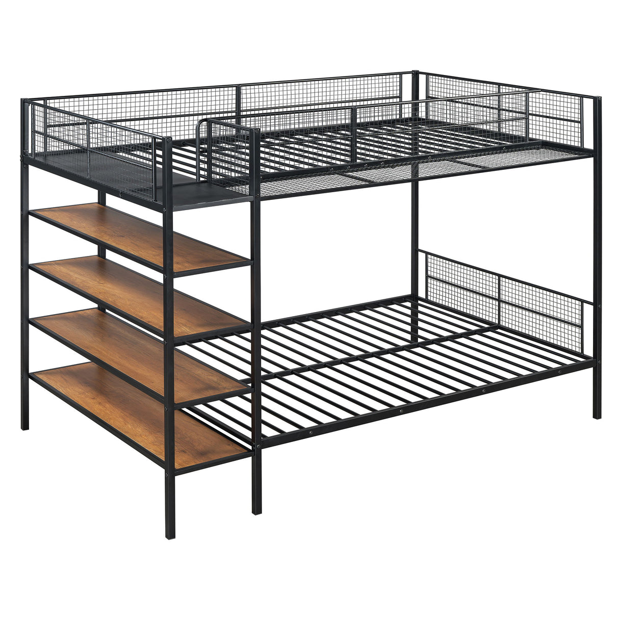 Bunk Bed With 5 Tier Shelves