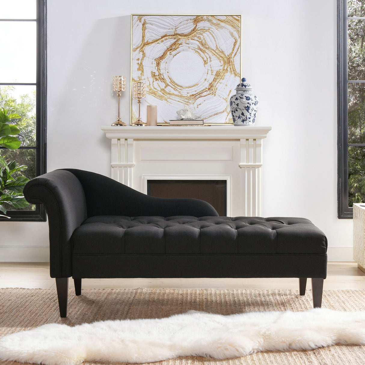 Harrison - Tufted Roll Arm Chaise Lounge