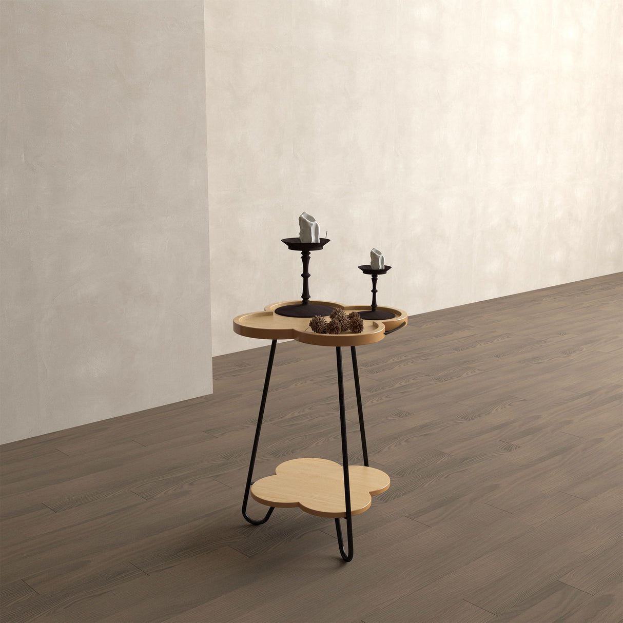 Petal Shape Accent Side Table - Acacia Wood