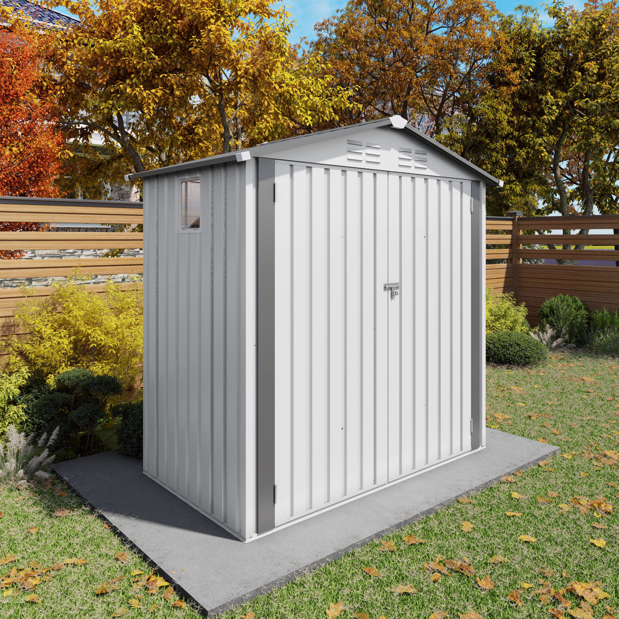 Garden Tool Shed Metal Storage Shed With Peaked Roof Waterproof Lockable Door
