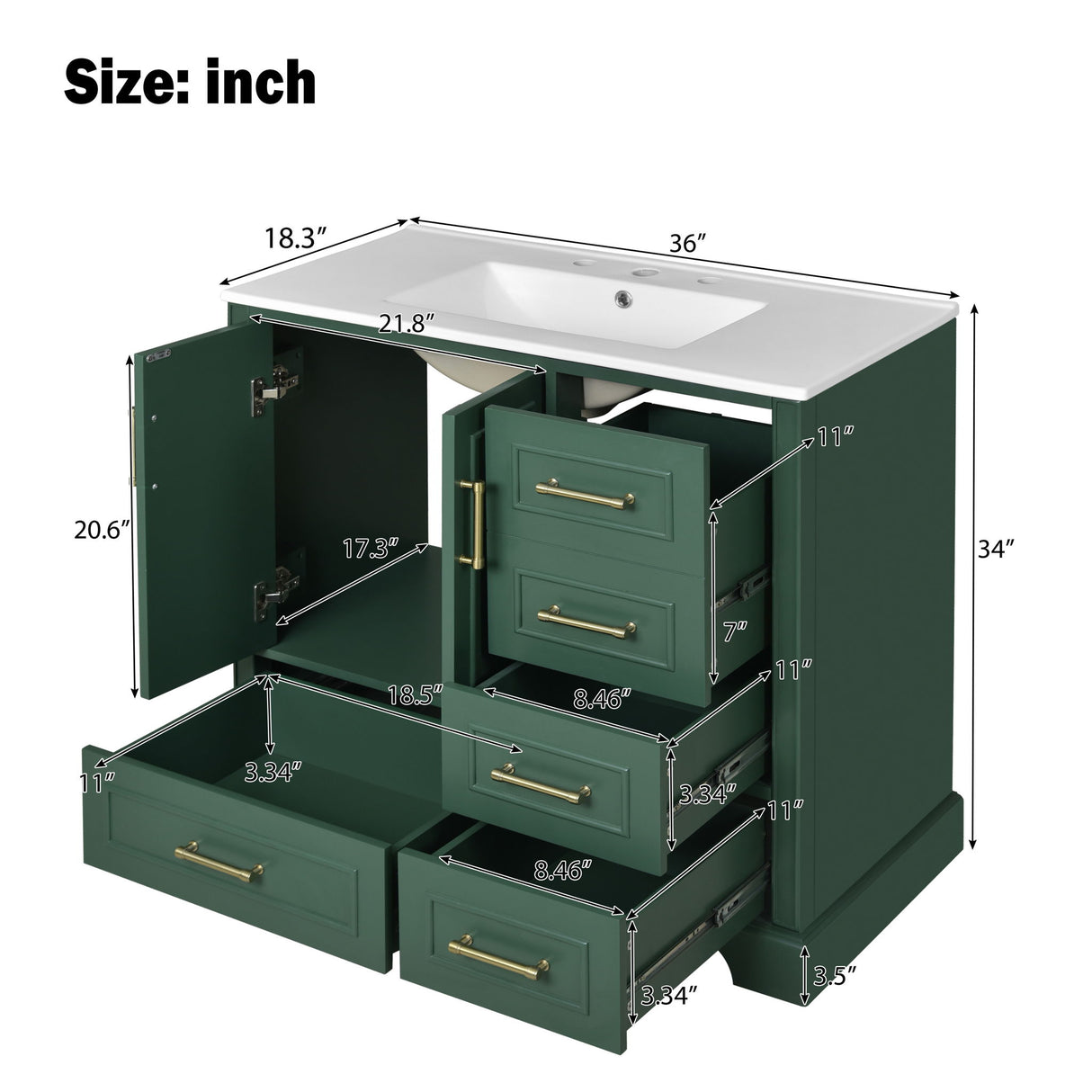 Traditional Bathroom Vanity With Soft Close Doors And Drawers