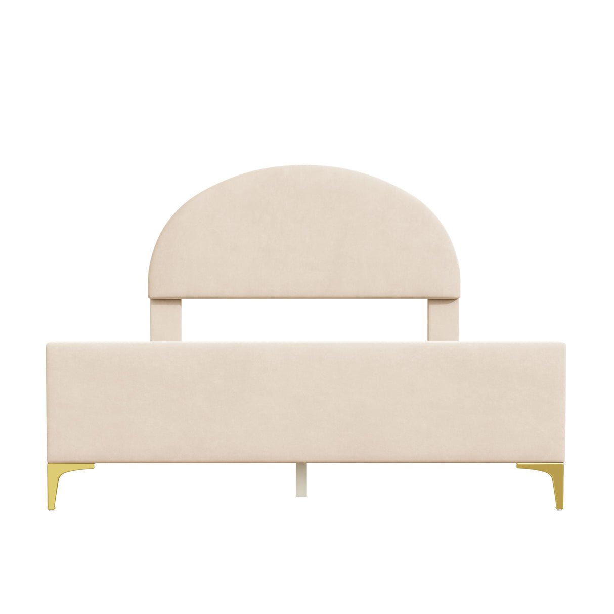 Upholstered Platform Bed With Classic Semi-Circle Shaped Headboard