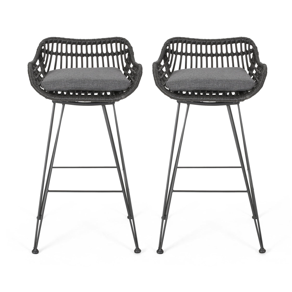 Outdoor Rattan Bar Chair With Metal Legs