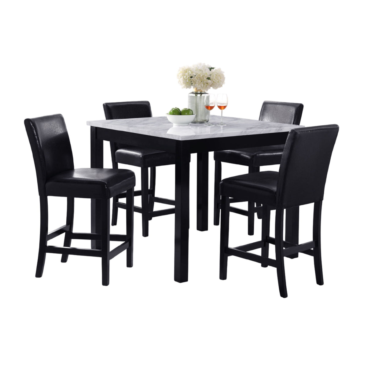 5 Piece Counter Height Dining Set With Table And Upholstered Chairs