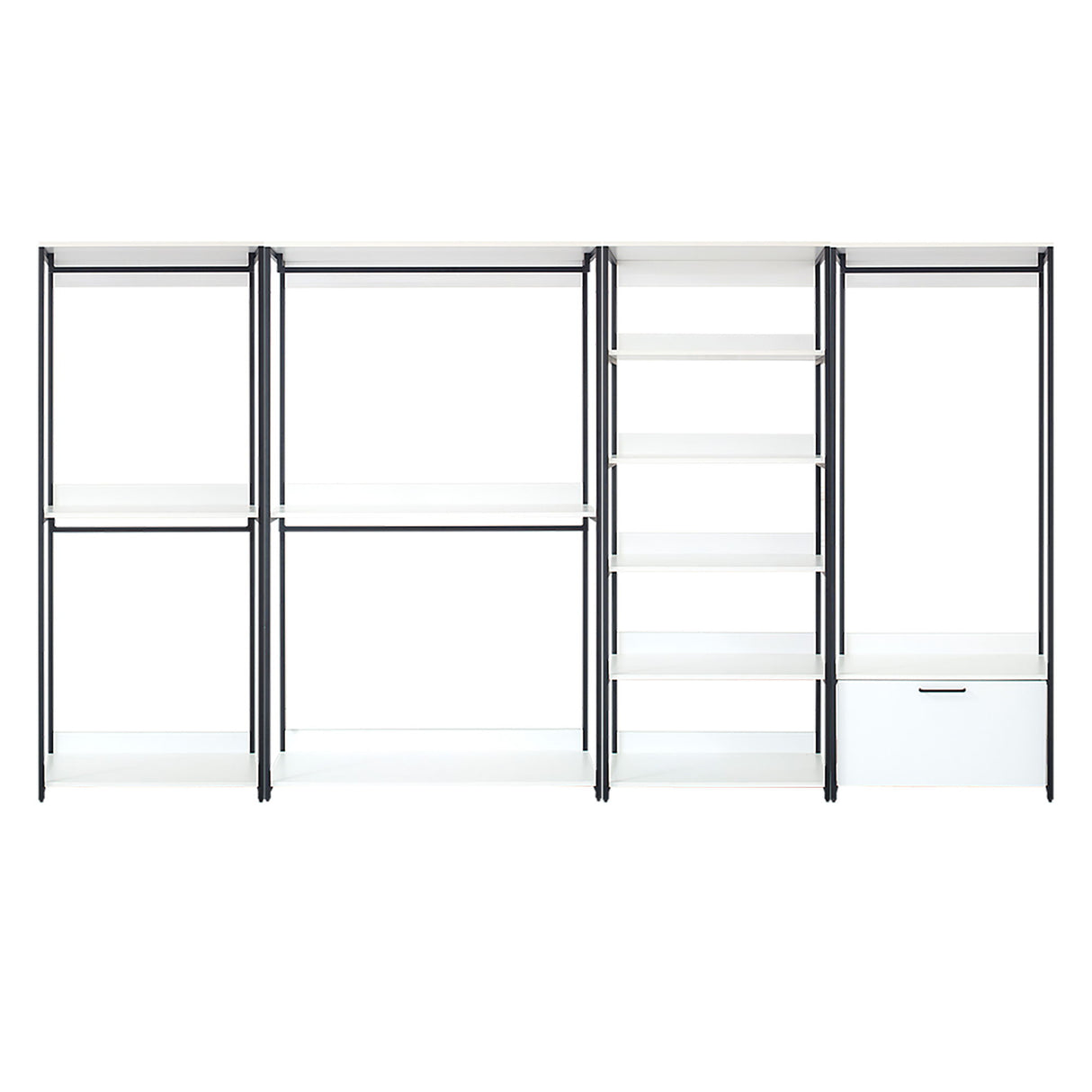 Fiona - Freestanding Walk In Wood Closet System With Metal Frame Durable Storage Solution Melamine - White