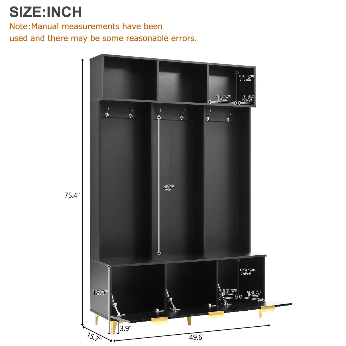 Modern Large Storage Hall Tree With Bench, 6 Hooks