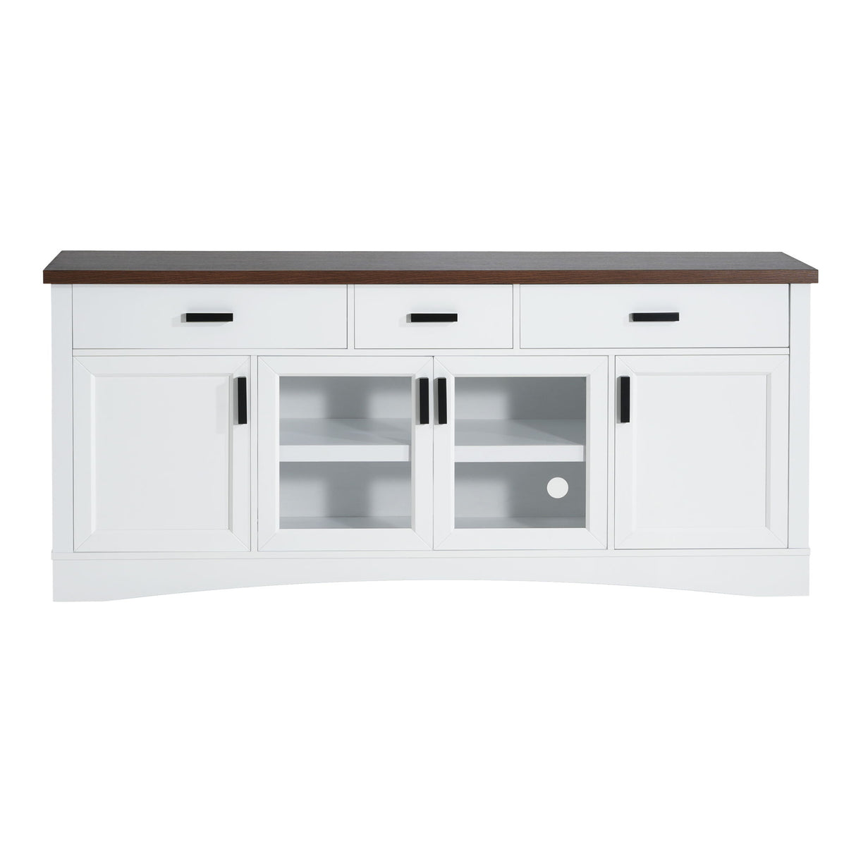 TV Console Stand, Glass Doors & Storage Drawers, Adjustable Shelves