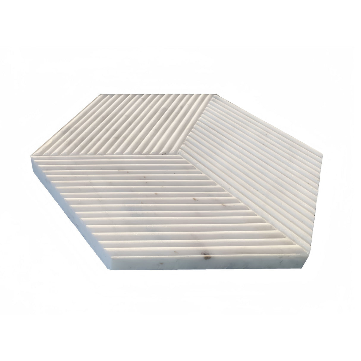 Hexagon Natural Stone Marble Tile, 3D Fluted (Set of 12)