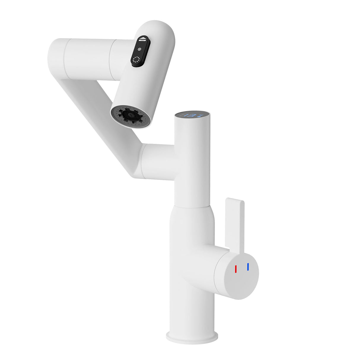 Bathroom Sink Faucet With Spray Function And Temperature Display, Anti Skid Switch, 360 Degree Rotary