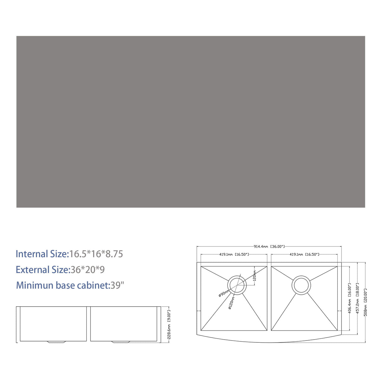 Farmhouse Double Bowl Sink With 50/50 Layout