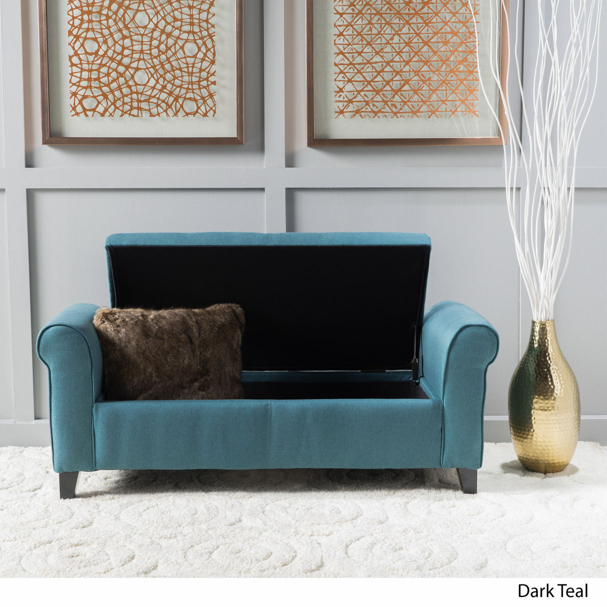 Hayes - Armed Storage Bench With Rolled Arms And Button Tufting