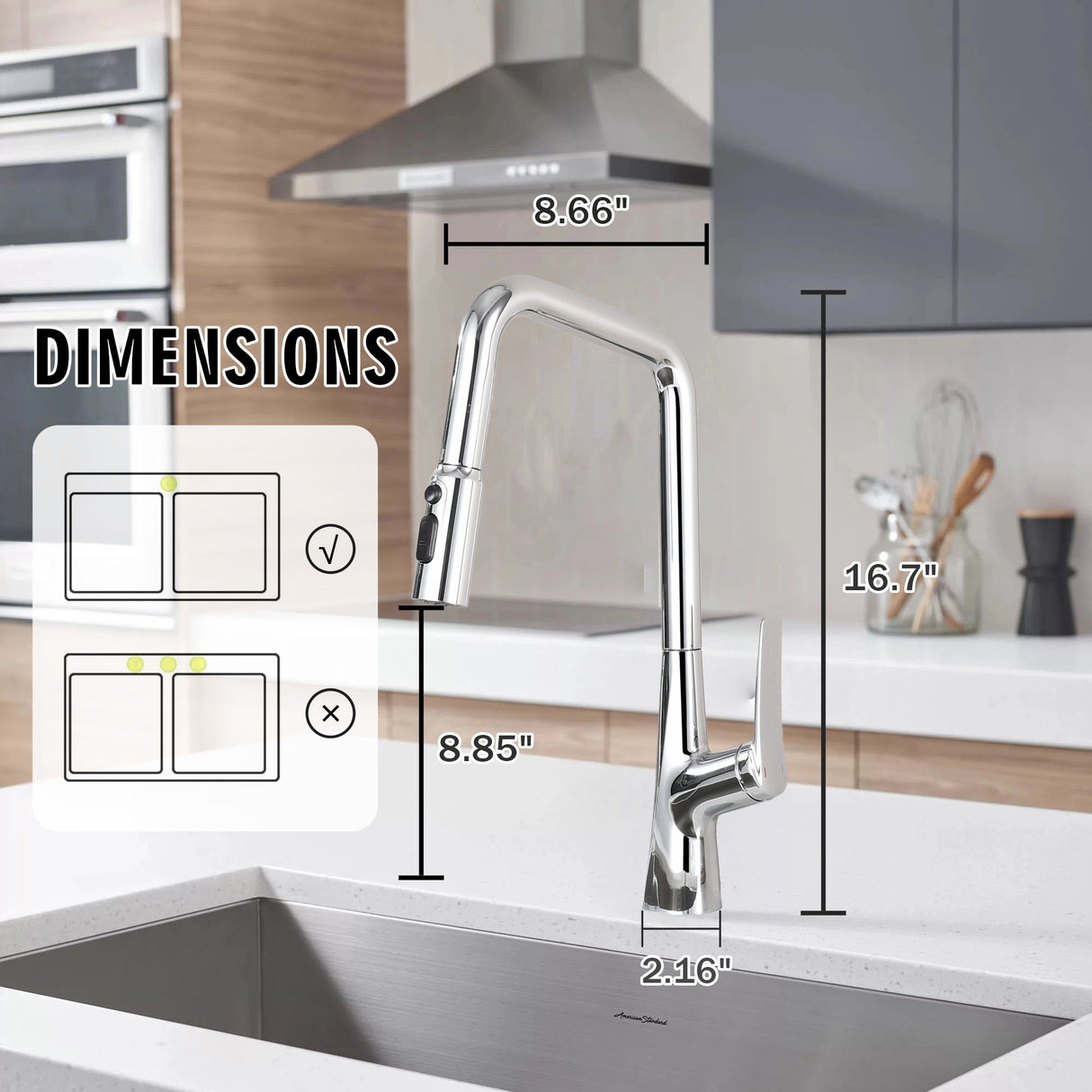 Professional Kitchen Faucet With 3 Function 360 Sprayer And 1 Touch Switching