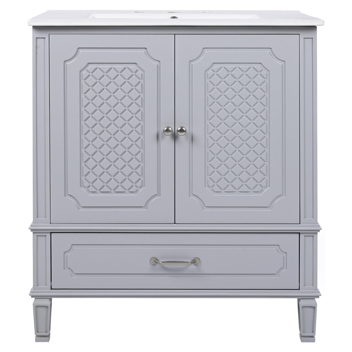 Vintage Style Bathroom Vanity With Sink, Multi Functional Storage, Soft-Closing Door