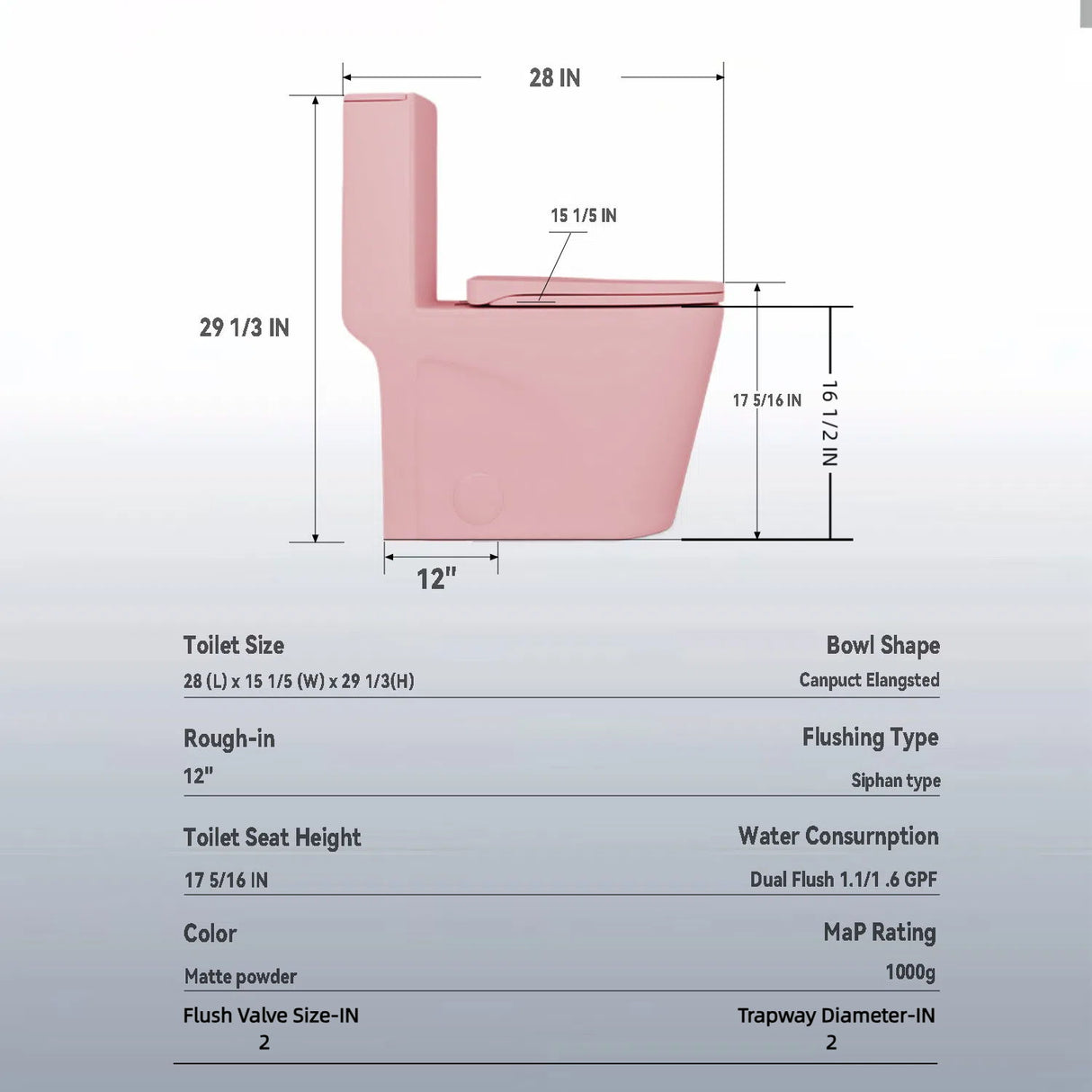1 Piece Toilet With Tornado Flush, Dual Flush, And ADA Height Comfort Chair