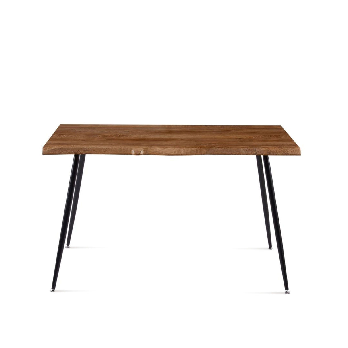 S Shape Irregular Dining Table Metal Legs Wood Design Table Top - Walnut