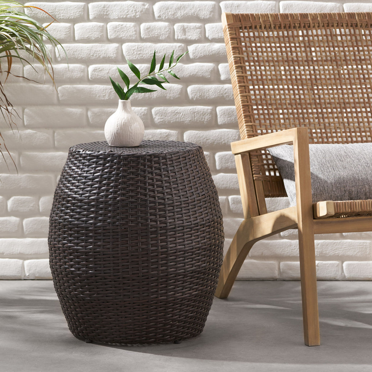Outdoor Wicker Patio Side Table