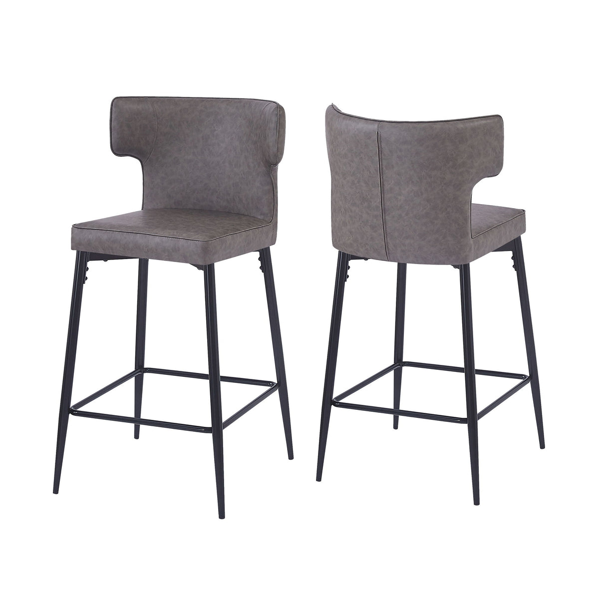 Modern Bar Stools With Upholstery And Metal Footrest (Set of 2)