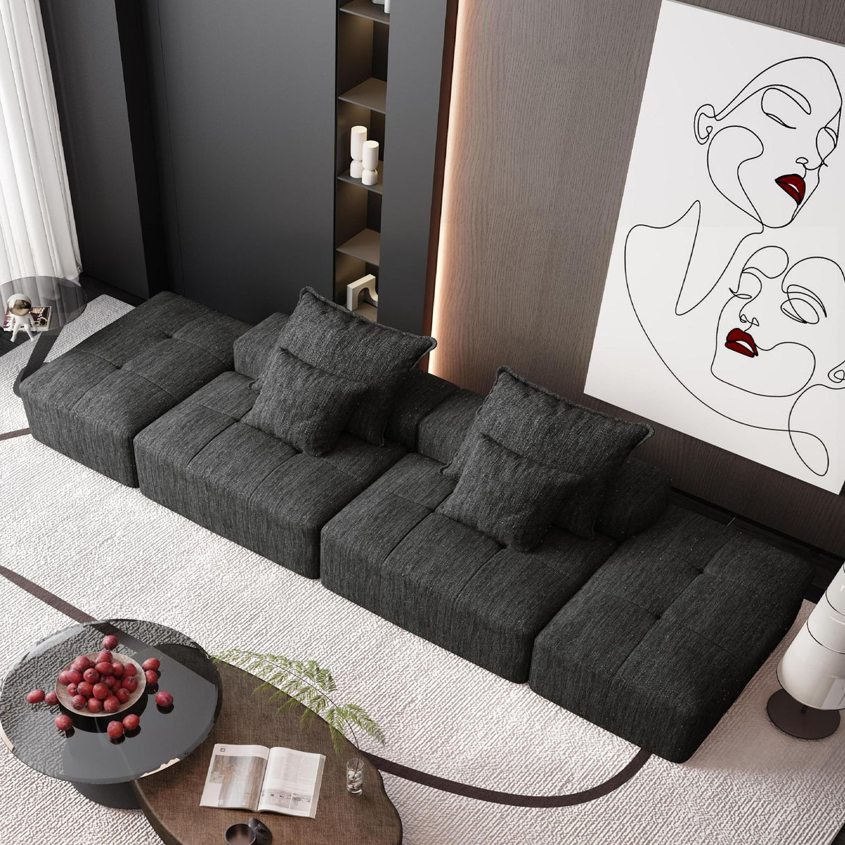 Modern Oversized Diy Combination Modular Sectional Sofa With Pillows
