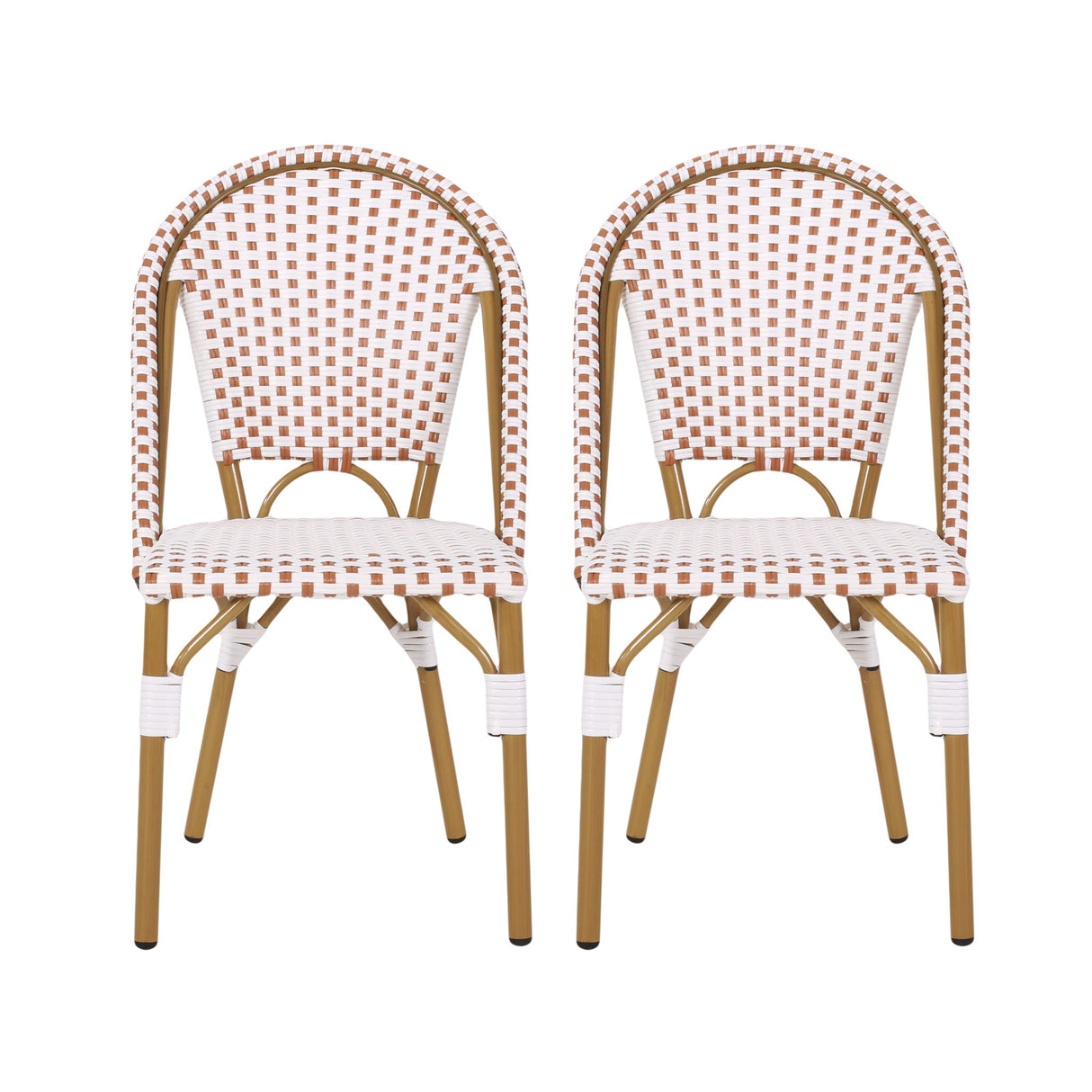 Outdoor Rattan And Aluminum French Bistro Chairs Set