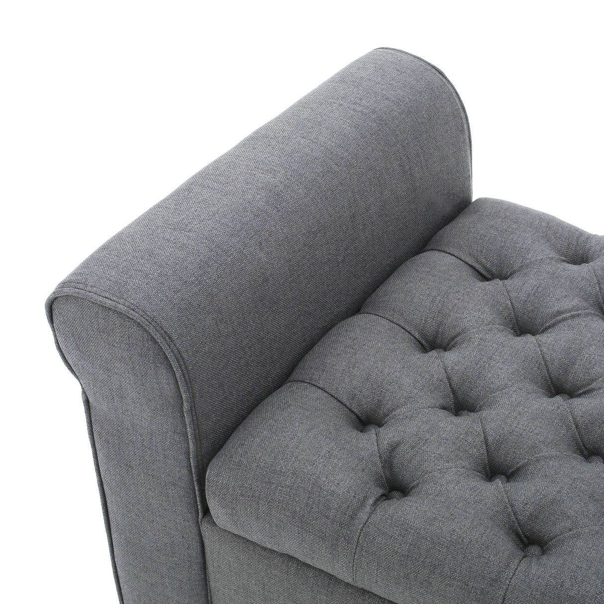 Hayes - Contemporary Armed Storage Bench With Rolled Arms And Button Tufting
