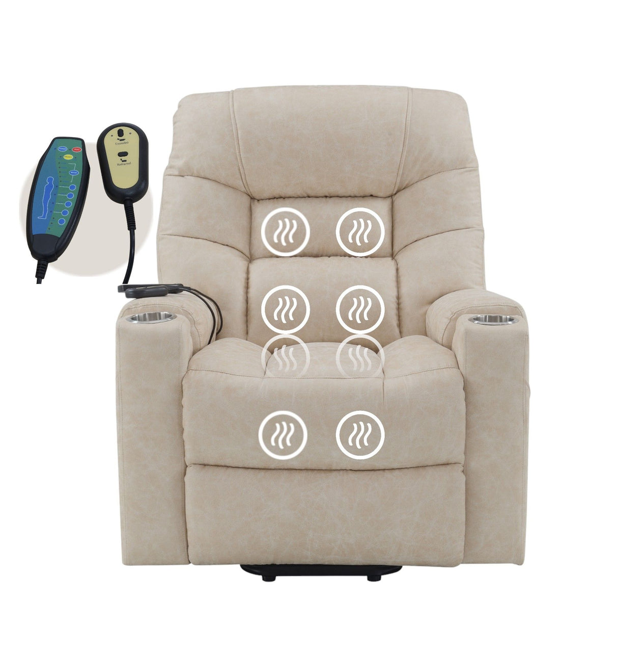 Nairi - Leather Aire Power Motion Recliner With Lift Heating Massage Function - Ivory