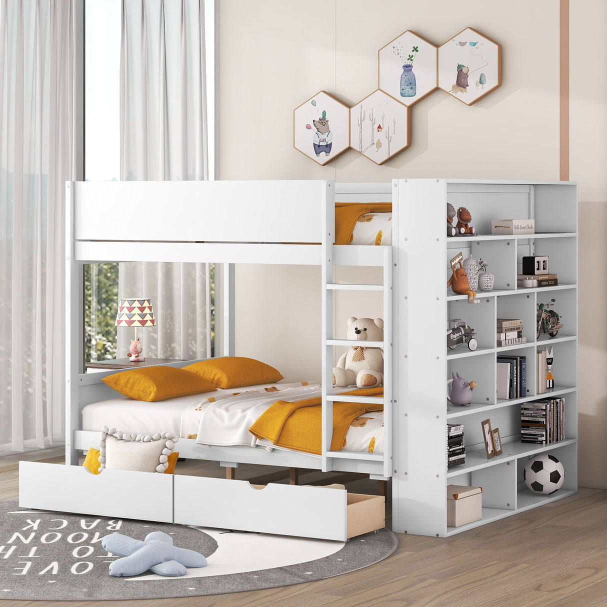 Bunk Bed With 2 Drawers And Multi Layer Cabinet