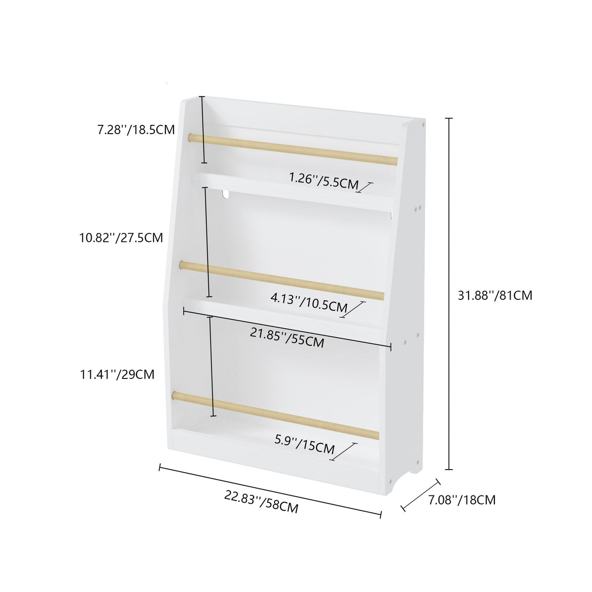 3 Tier Book Shelf, Compact Storage For Bedrooms