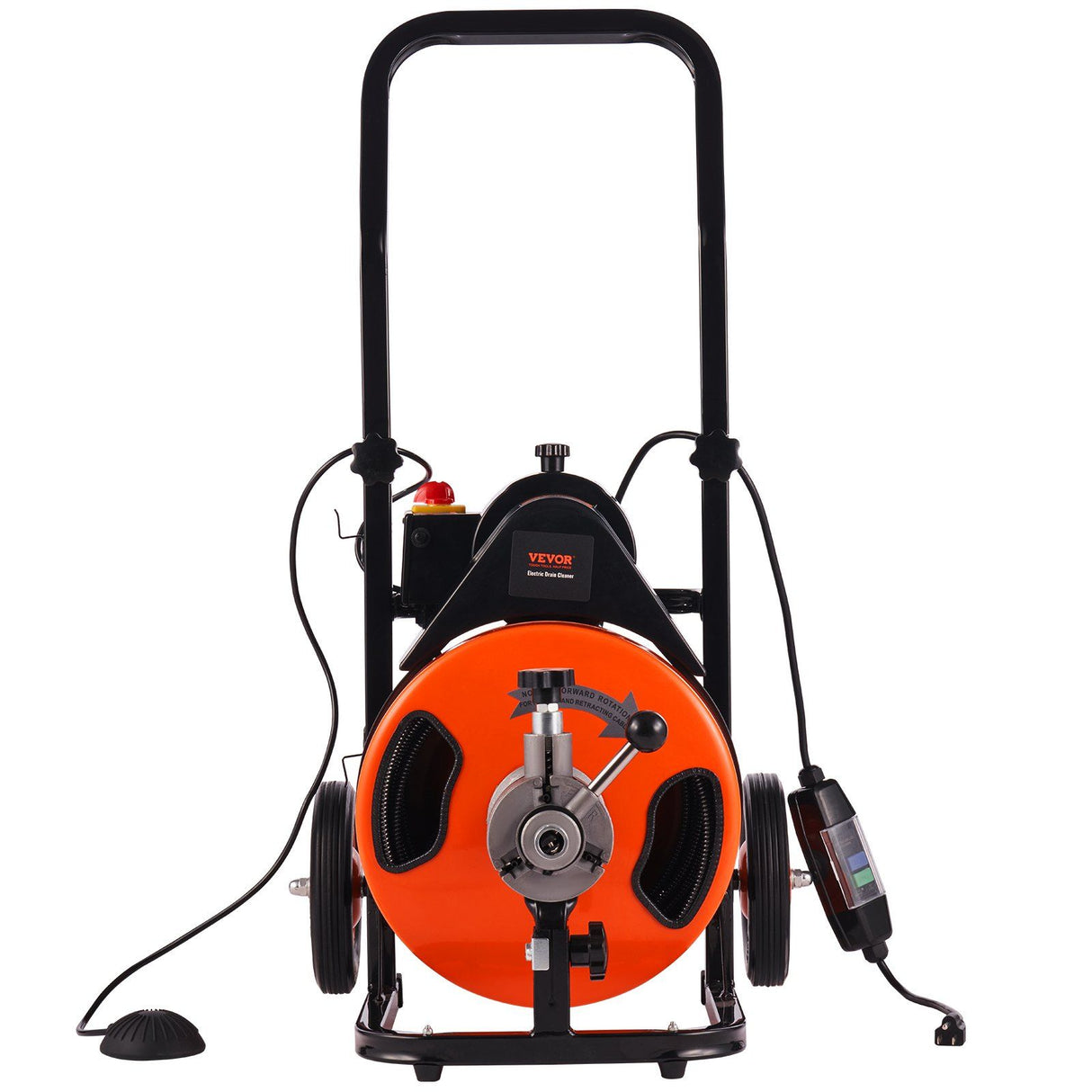 Drain Cleaning Machine 100Ft X 3/8" Auto Feed Sewer Snake - Orange