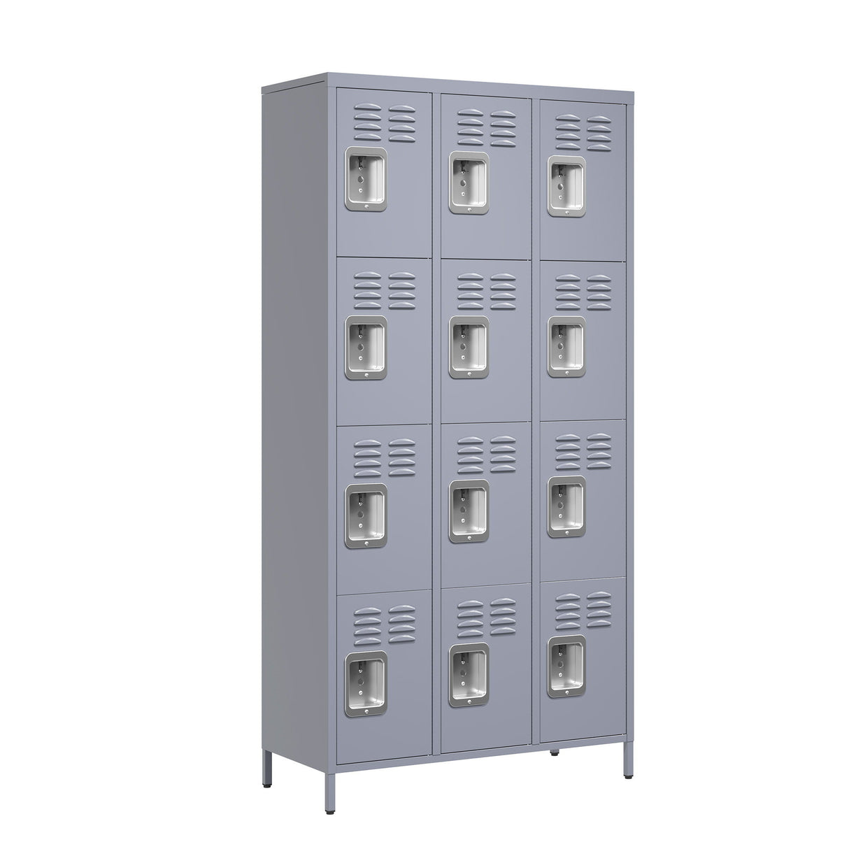 12 Door Lockers With Lock For Secure Storage Construction - Gray