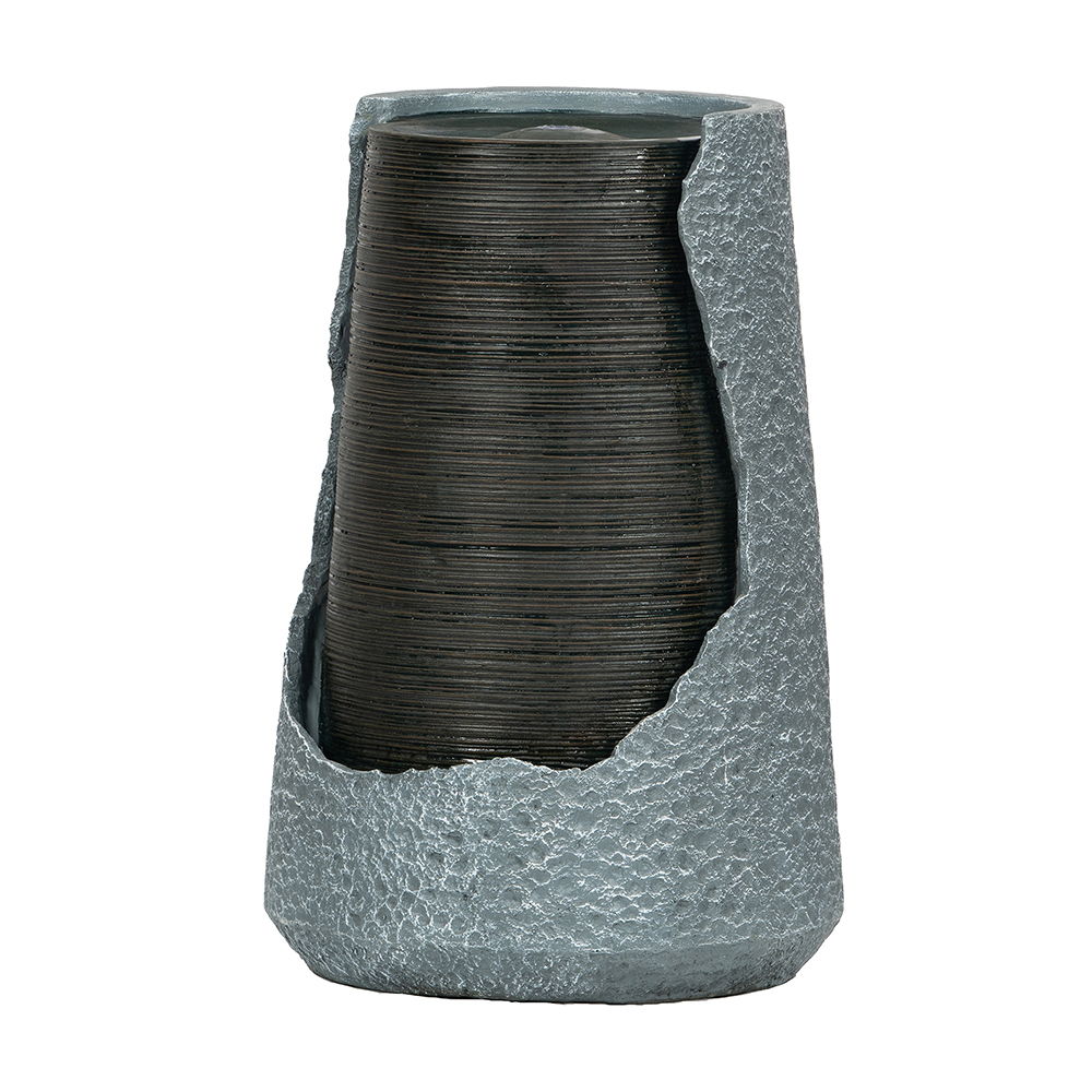 Indoor Outdoor Water Fountain, Unique Broken Urn Fountain Chic Dynamic Modern Design With Light For Garden