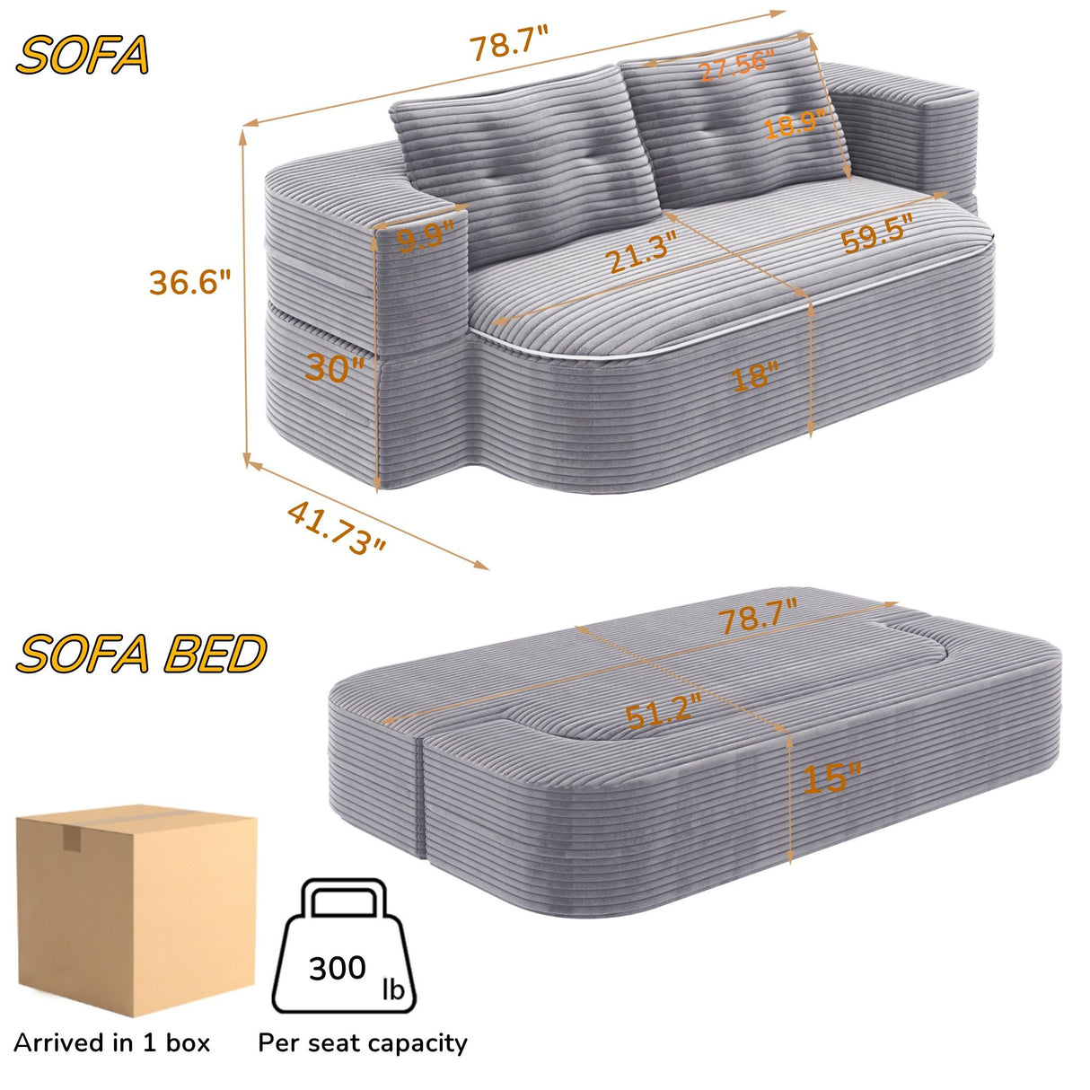 Convertible Floor Sofa Bed With Multi Functional Blanket