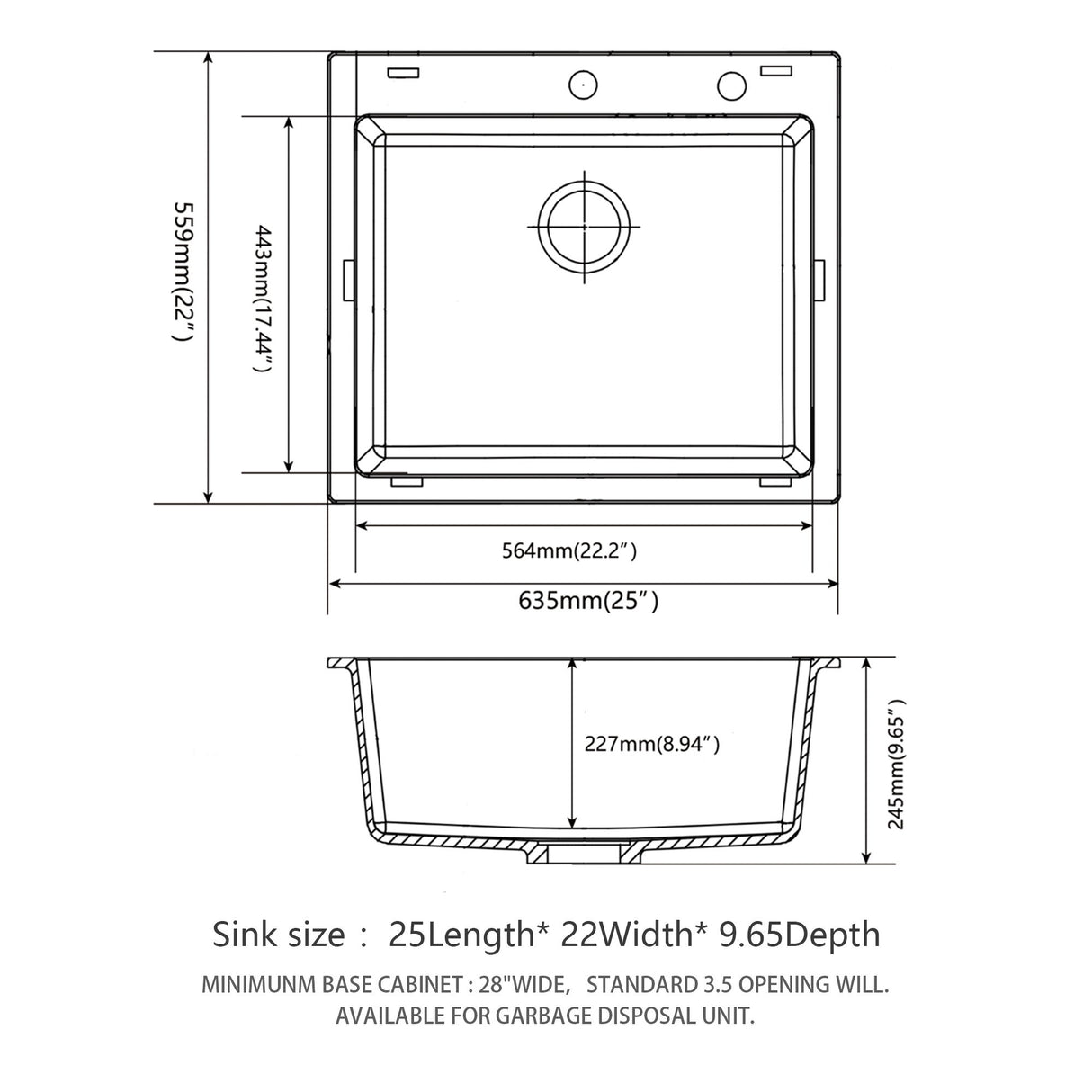 Quartz Kitchen Sink, Granite Composite, Drop In Sink With Durable Design