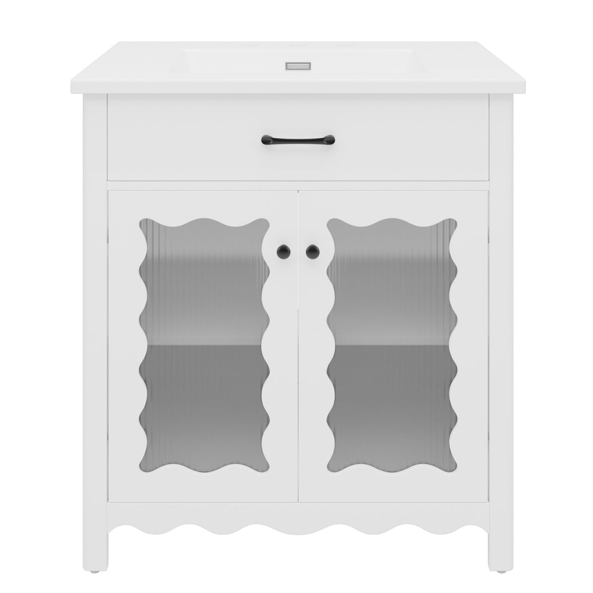 Modern Bathroom Vanity With Tempered Glass Doors