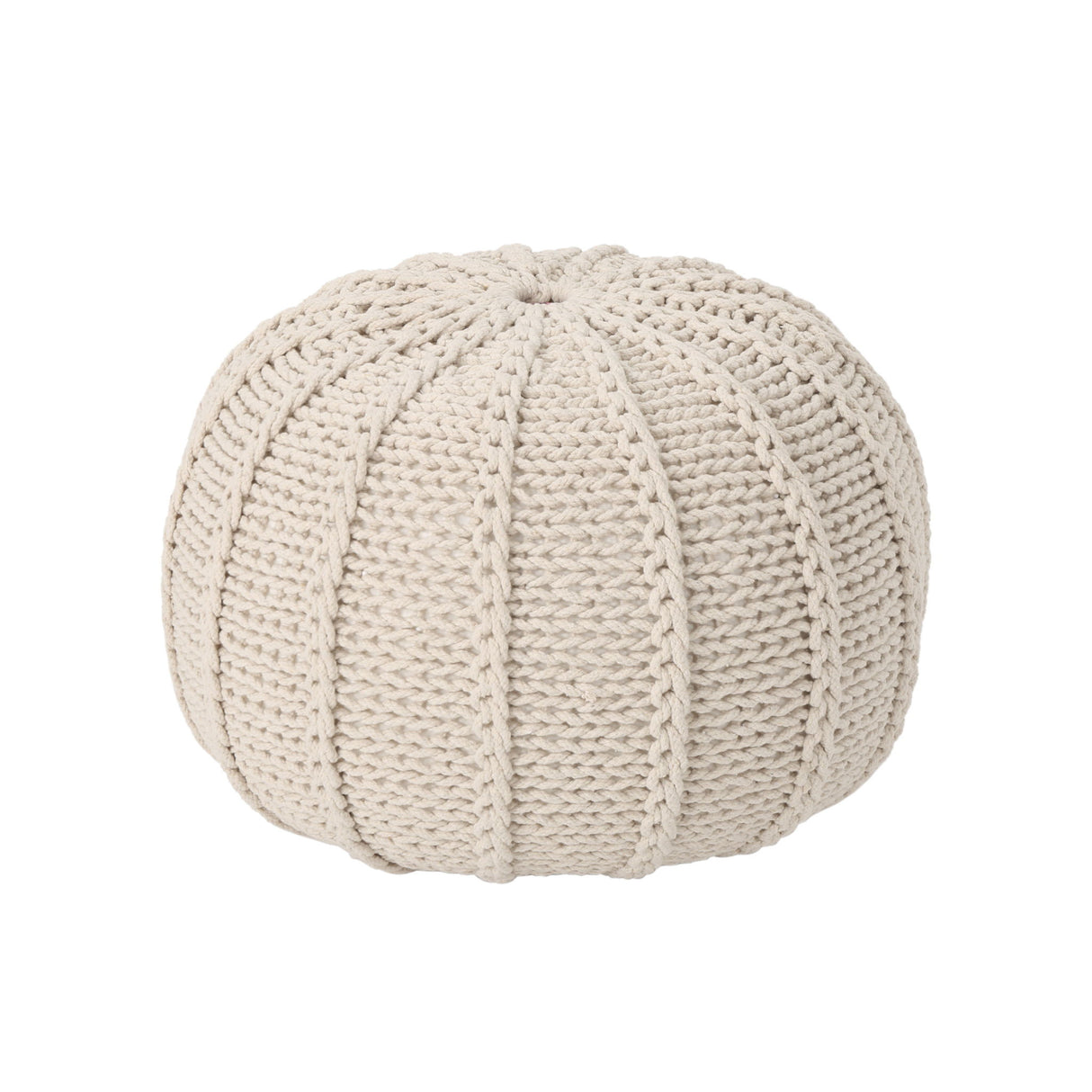 Bordeaux - Knitted Cotton Round Pouf Ottoman And Floor Cushion
