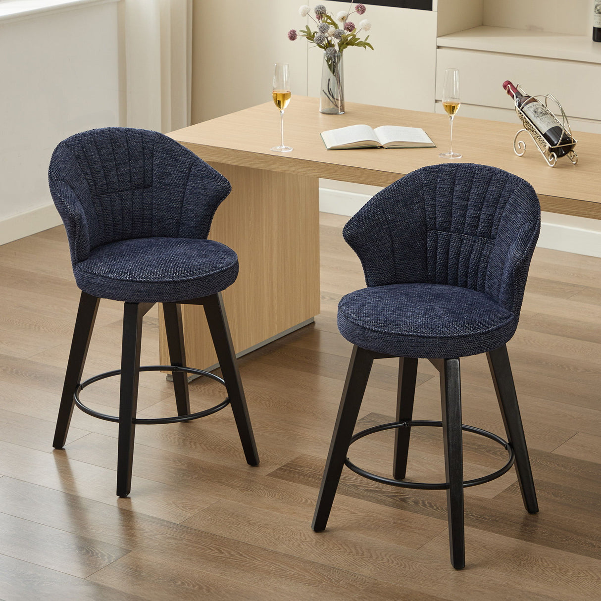 Wing Back Swivel Bar Stools (Set of 2)