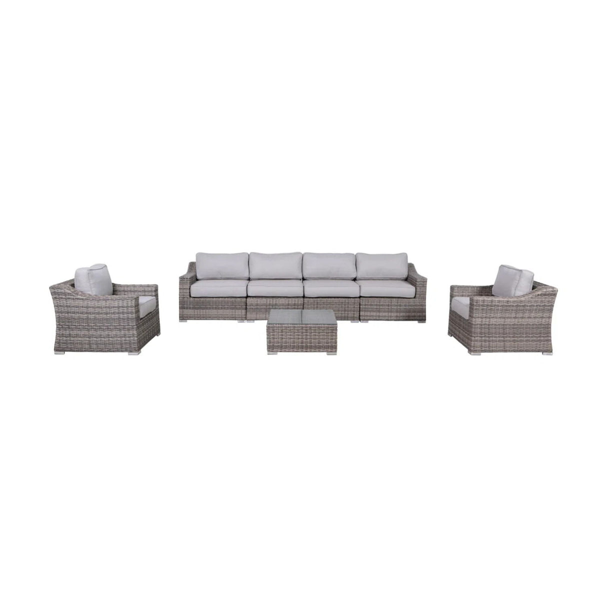 Outdoor Wicker Conversation Set With Cushions, All Weather