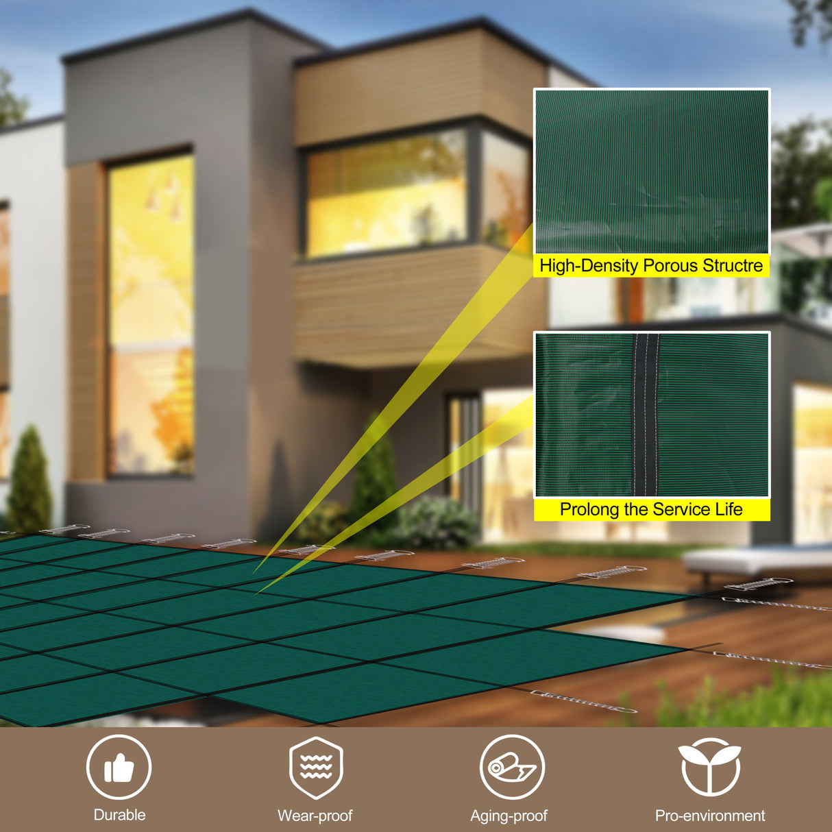 20 X 40 Ft High Strength Pool Safety Cover For Rectangular Inground Winter Swimming Pools